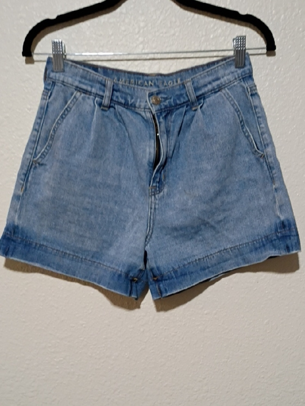 American Eagle Outfitters Light Blue Denim High-Rise Shorts